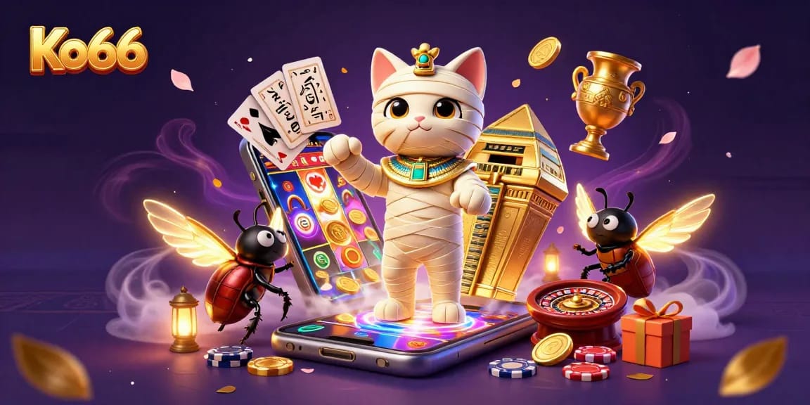 Spin to win with Ko66's exciting slots, featuring vibrant characters and thrilling casino action.