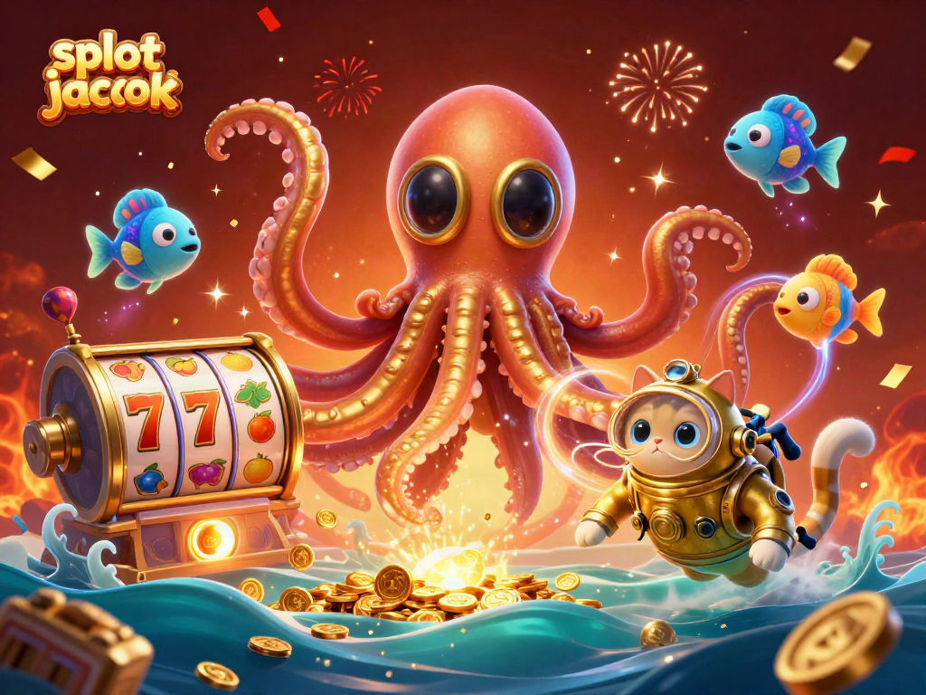 Experience the excitement of the slot jackpot while the kraken and diving cat bring the ocean's treasures to life.