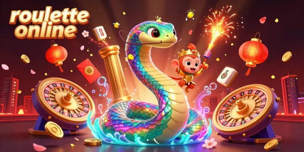 Experience the thrill of roullete online in this vibrant casino scene with spinning wheels and rich details.