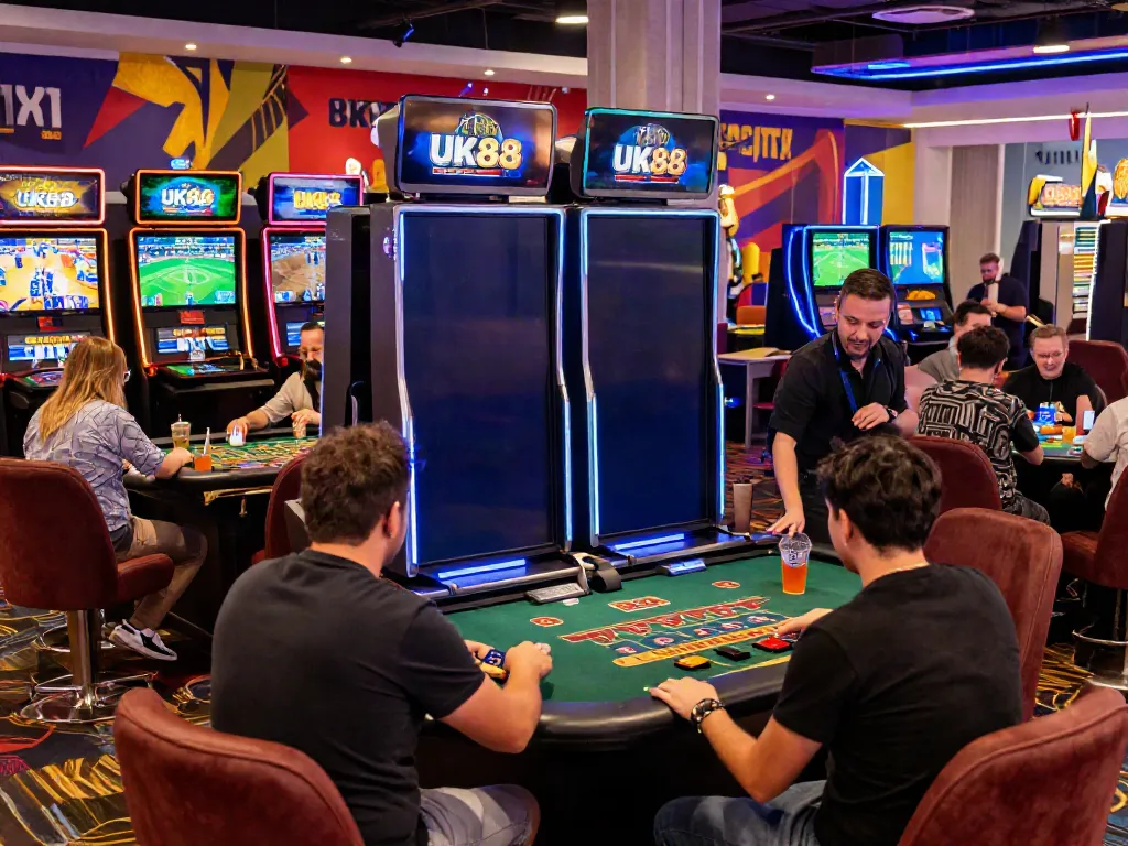 Engaging gambling experience at UK88 platform showing players enjoying diverse games and live sports events.